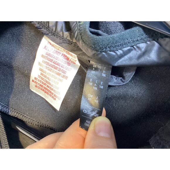 Adidas Women’s Track Black Jacket with Three Stripes on Shoulders Size Small - Picture 5 of 6